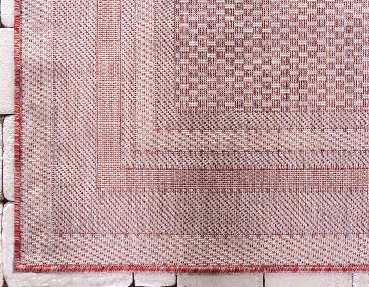 Rust Red 2' x 6' Border Indoor / Outdoor Runner Rug | Rugs.com