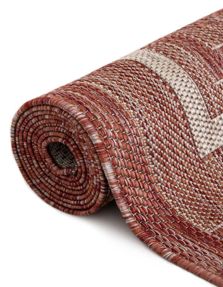 Rust Red 2' x 6' Border Indoor / Outdoor Runner Rug | Rugs.com