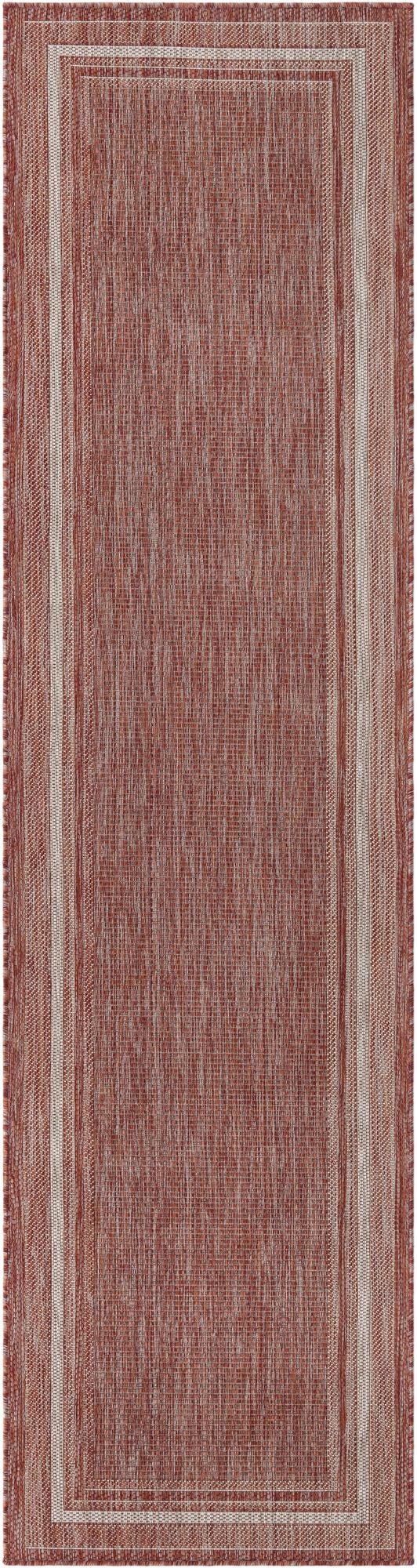 Rust Red 2' 7 x 10' Border Indoor / Outdoor Runner Rug | Rugs.com