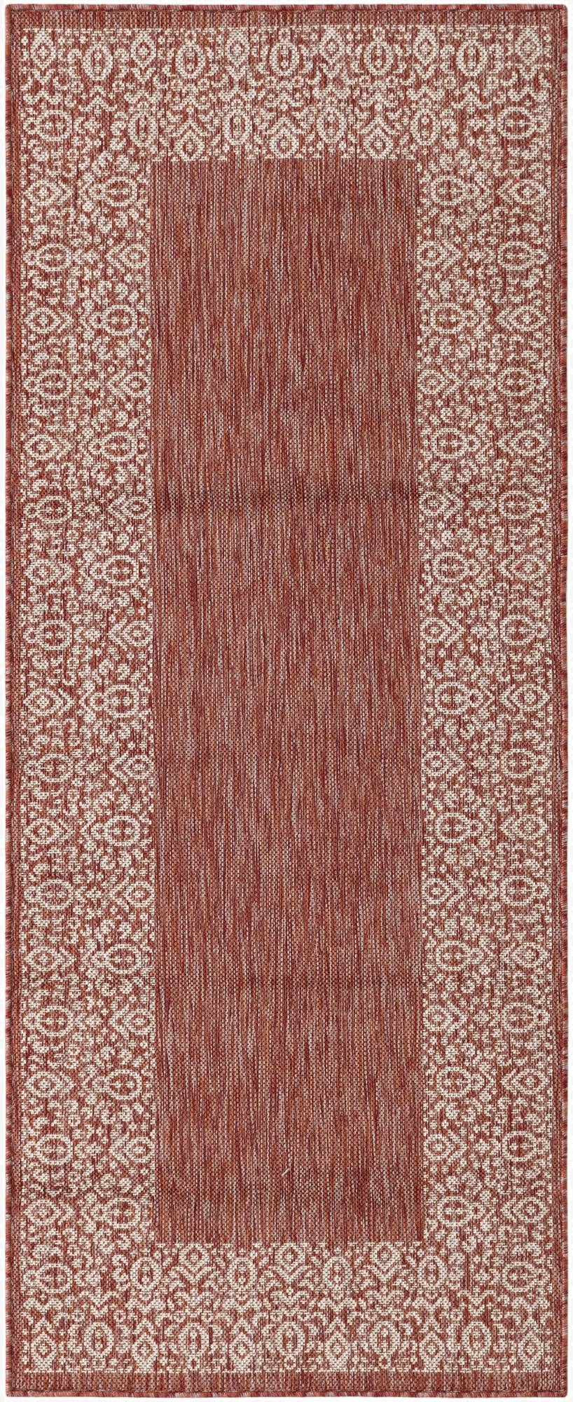  2' 6 x 6' 5  Washable Border Indoor / Outdoor Runner Rug