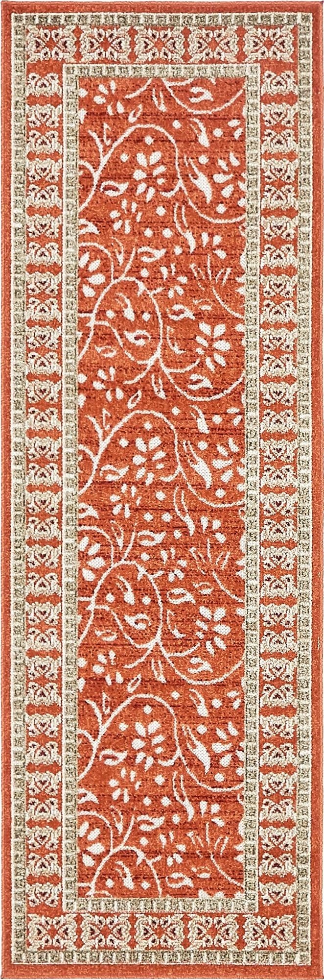  2' x 6'  Washable Botanical Indoor / Outdoor Runner Rug