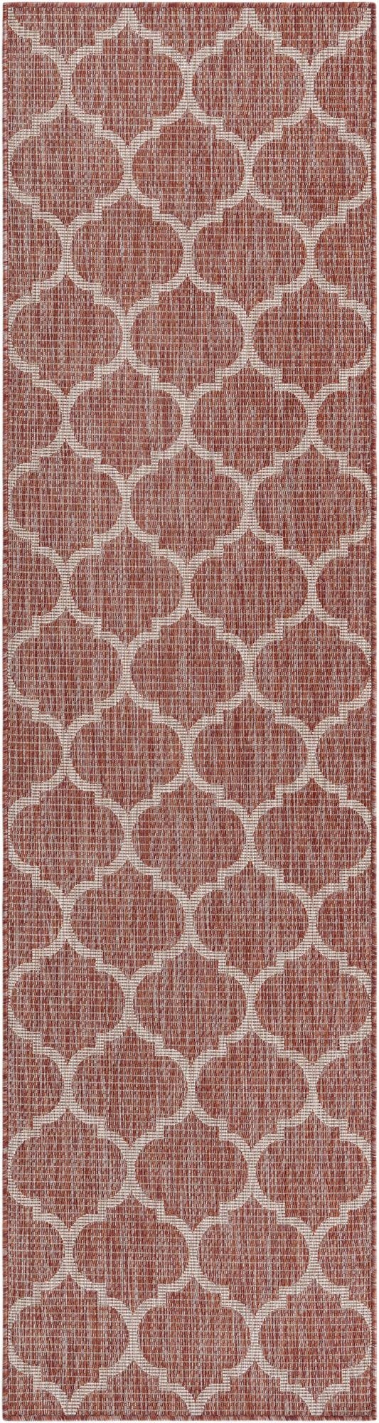  2' 7 x 10'  Washable Lattice Indoor / Outdoor Runner Rug