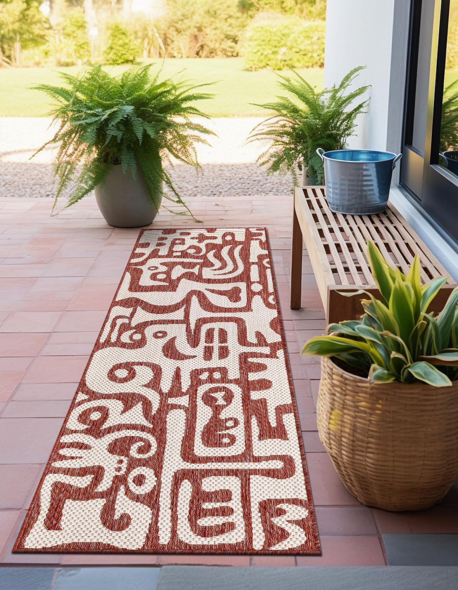 Rust Red 2' x 4' Modern Outdoor Runner Rug | Rugs.com
