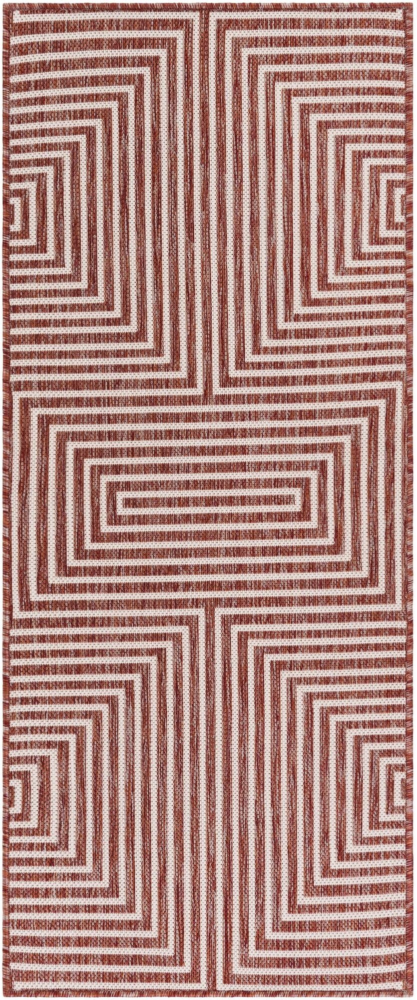  2' x 5' 3  Washable Modern Indoor / Outdoor Runner Rug