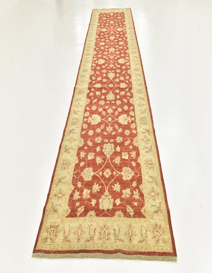 Detail image of  4' x 15' 10  Hand Knotted Peshawar Ziegler Wool Runner Rug