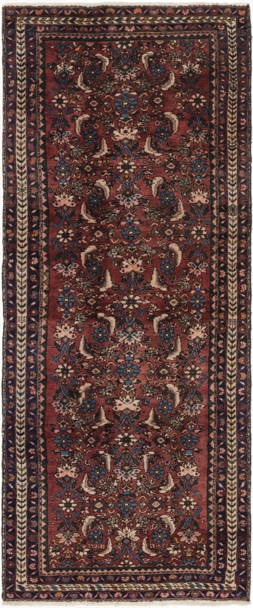  3' 5 x 9' 5  Hand Knotted Shahsavand Persian Wool Runner Rug