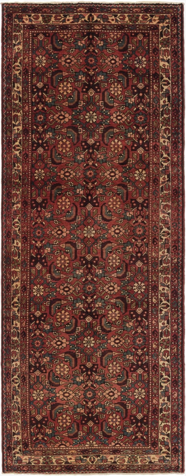  3' 7 x 10'  Hand Knotted Shahsavand Persian Wool Runner Rug
