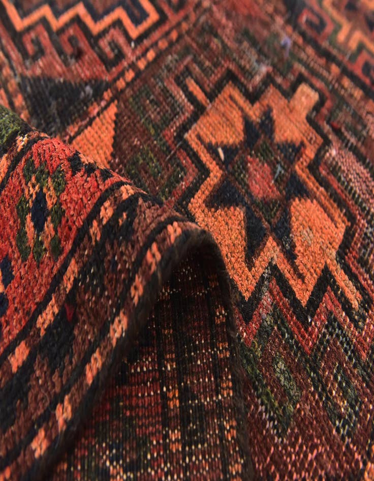 Detail image of  4' 9 x 9' 9  Hand Knotted Shiraz Persian Wool Runner Rug