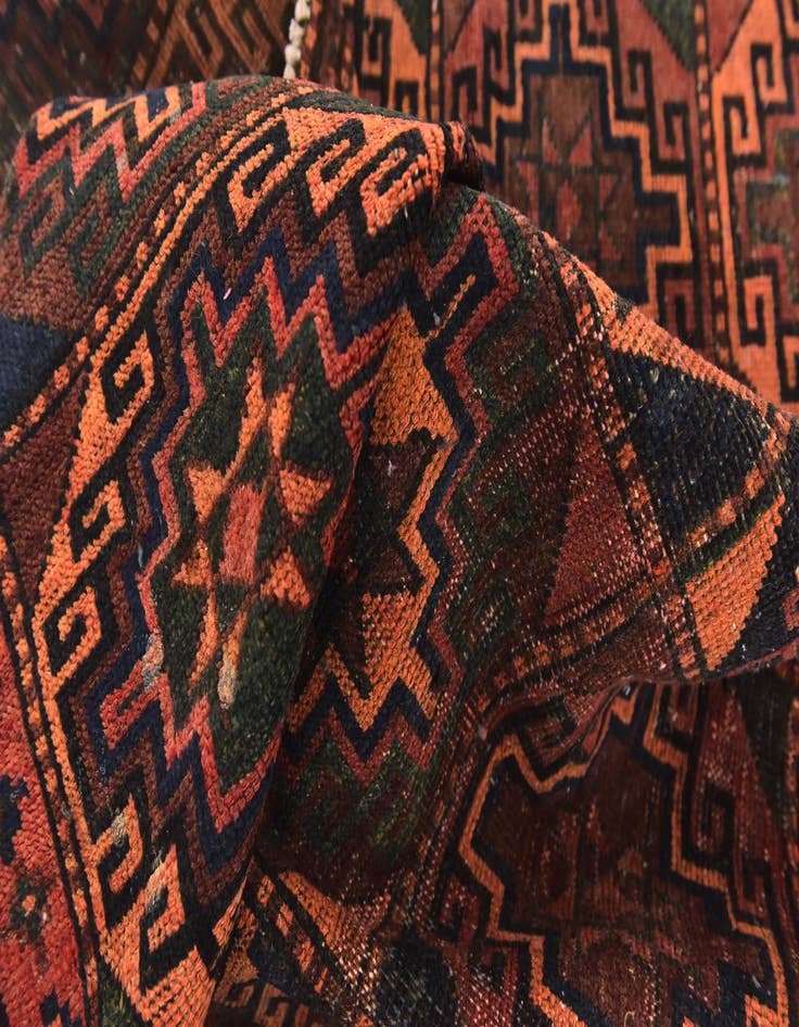 Detail image of  4' 9 x 9' 9  Hand Knotted Shiraz Persian Wool Runner Rug