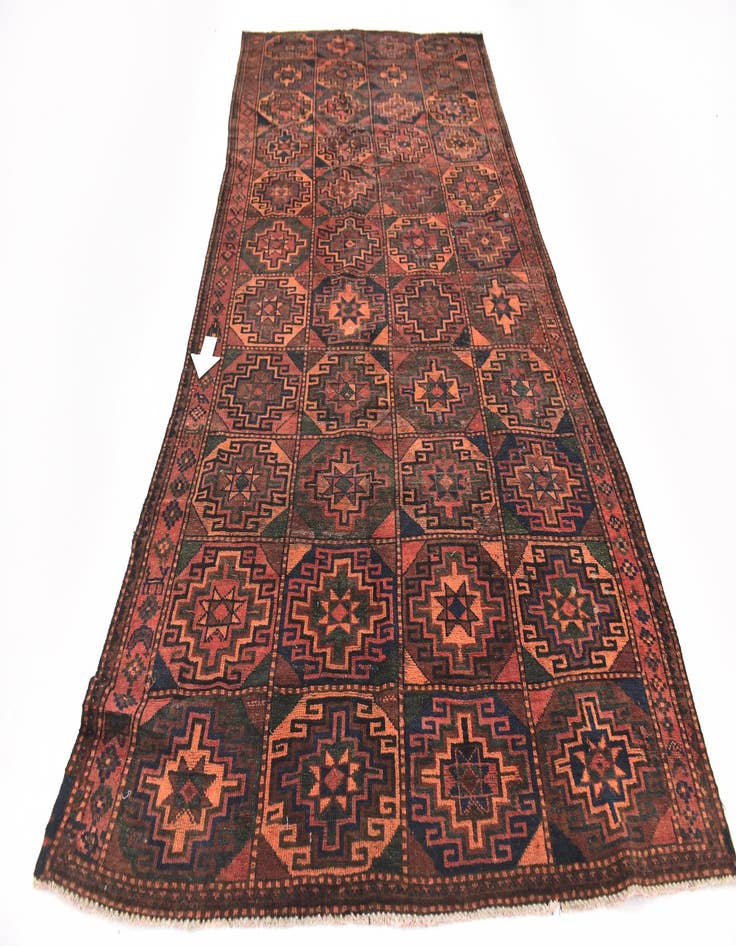 Detail image of  4' 9 x 9' 9  Hand Knotted Shiraz Persian Wool Runner Rug