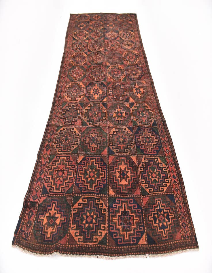 Detail image of  4' 9 x 9' 9  Hand Knotted Shiraz Persian Wool Runner Rug