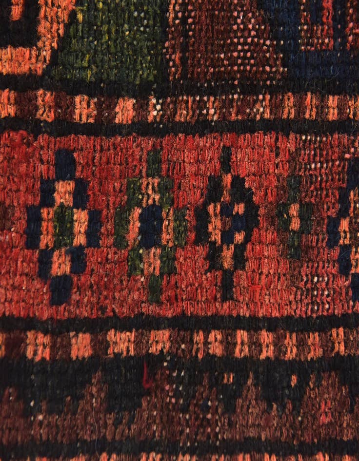 Detail image of  4' 9 x 9' 9  Hand Knotted Shiraz Persian Wool Runner Rug