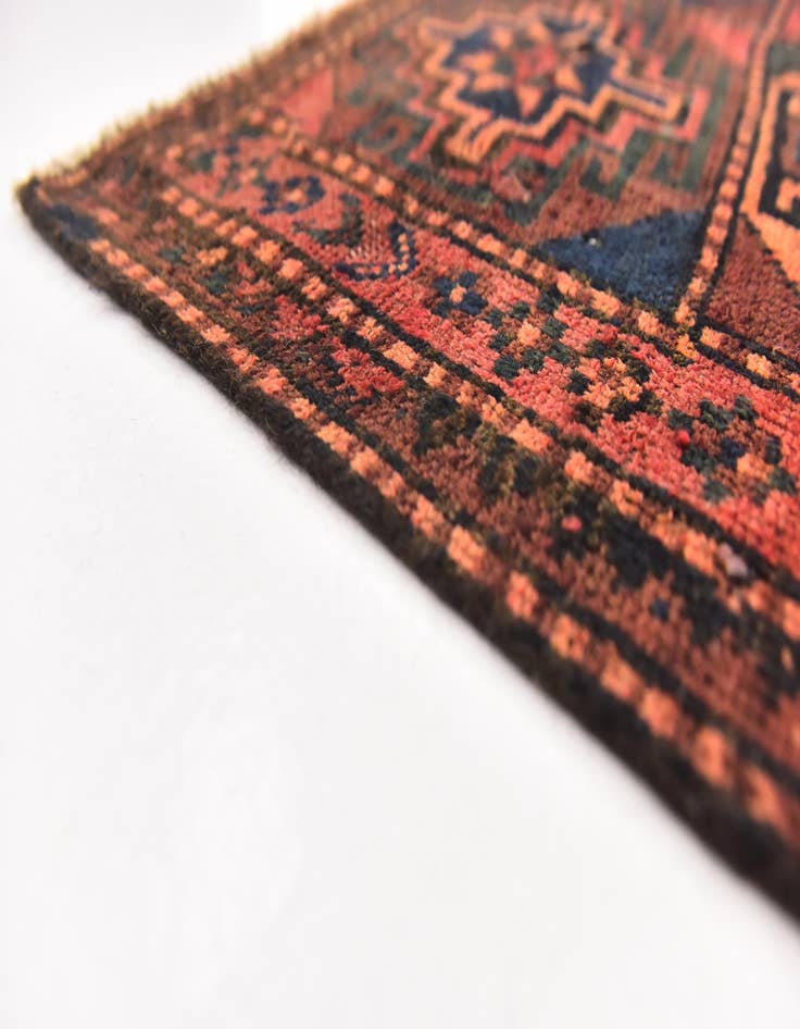 Detail image of  4' 9 x 9' 9  Hand Knotted Shiraz Persian Wool Runner Rug