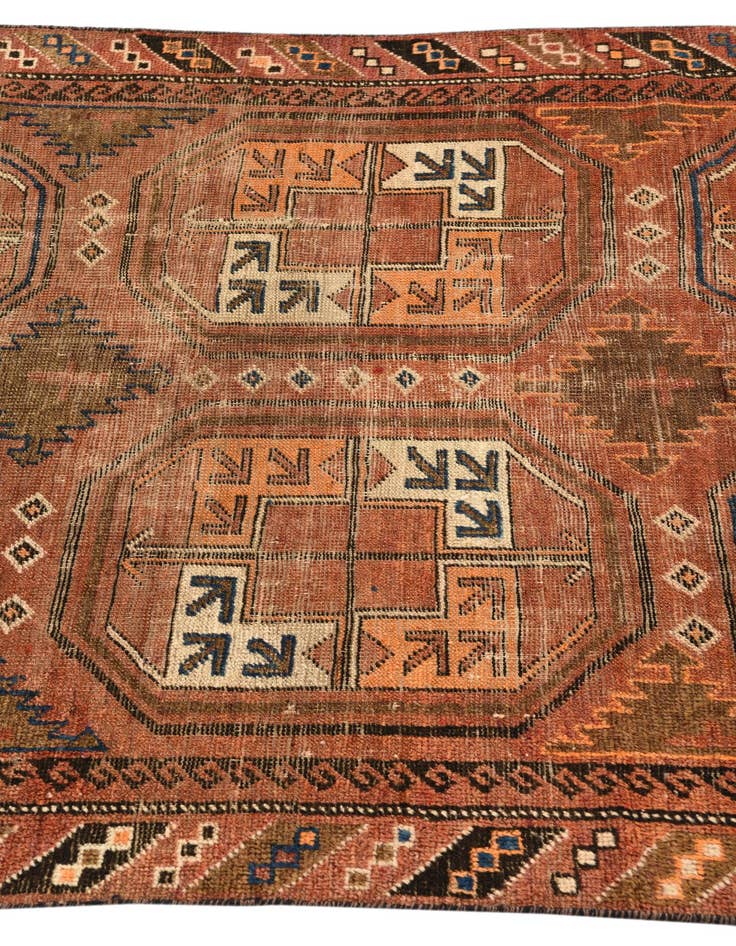 Detail image of  3' 6 x 8' 4  Hand Knotted Shiraz Persian Wool Runner Rug