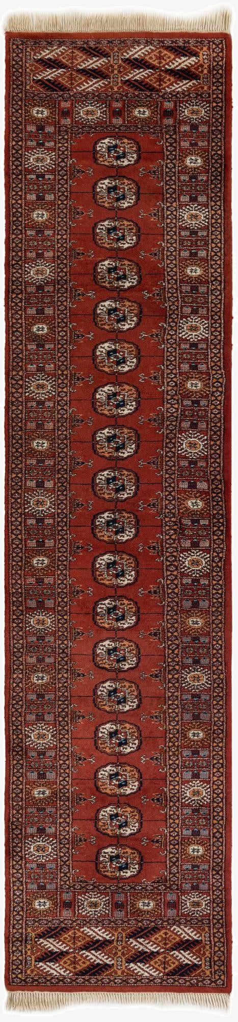  2' 7 x 10' 10  Hand Knotted Torkaman Wool Runner Rug
