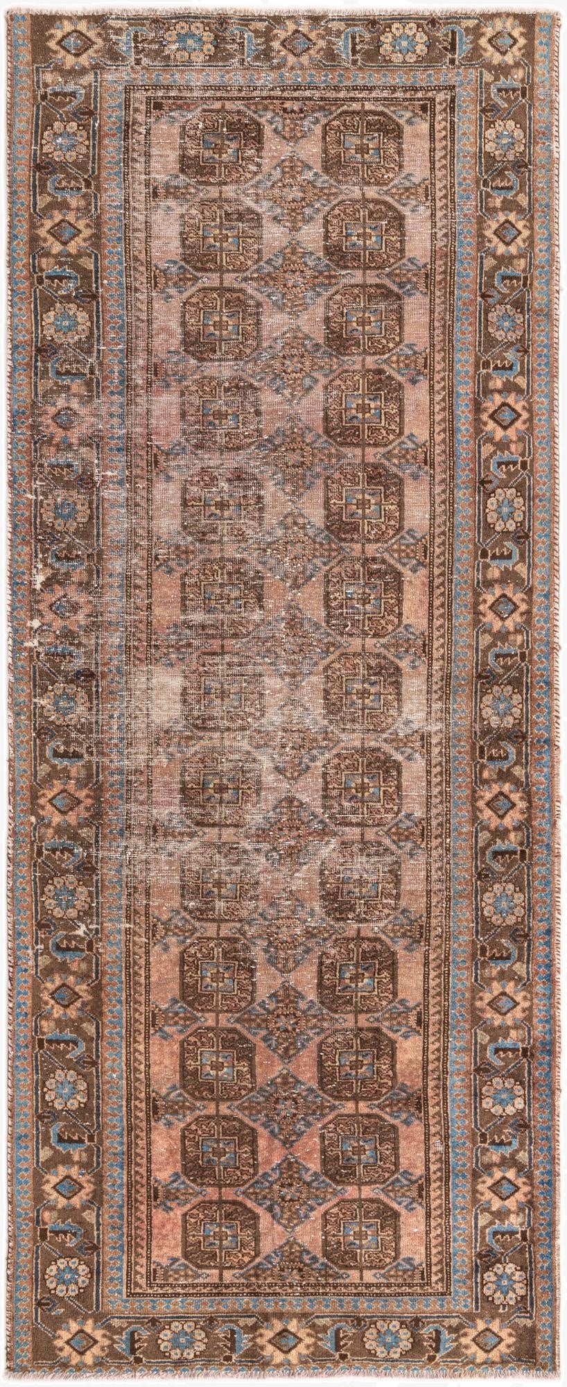  4' 2 x 10'  Hand Knotted Torkaman Persian Wool Runner Rug