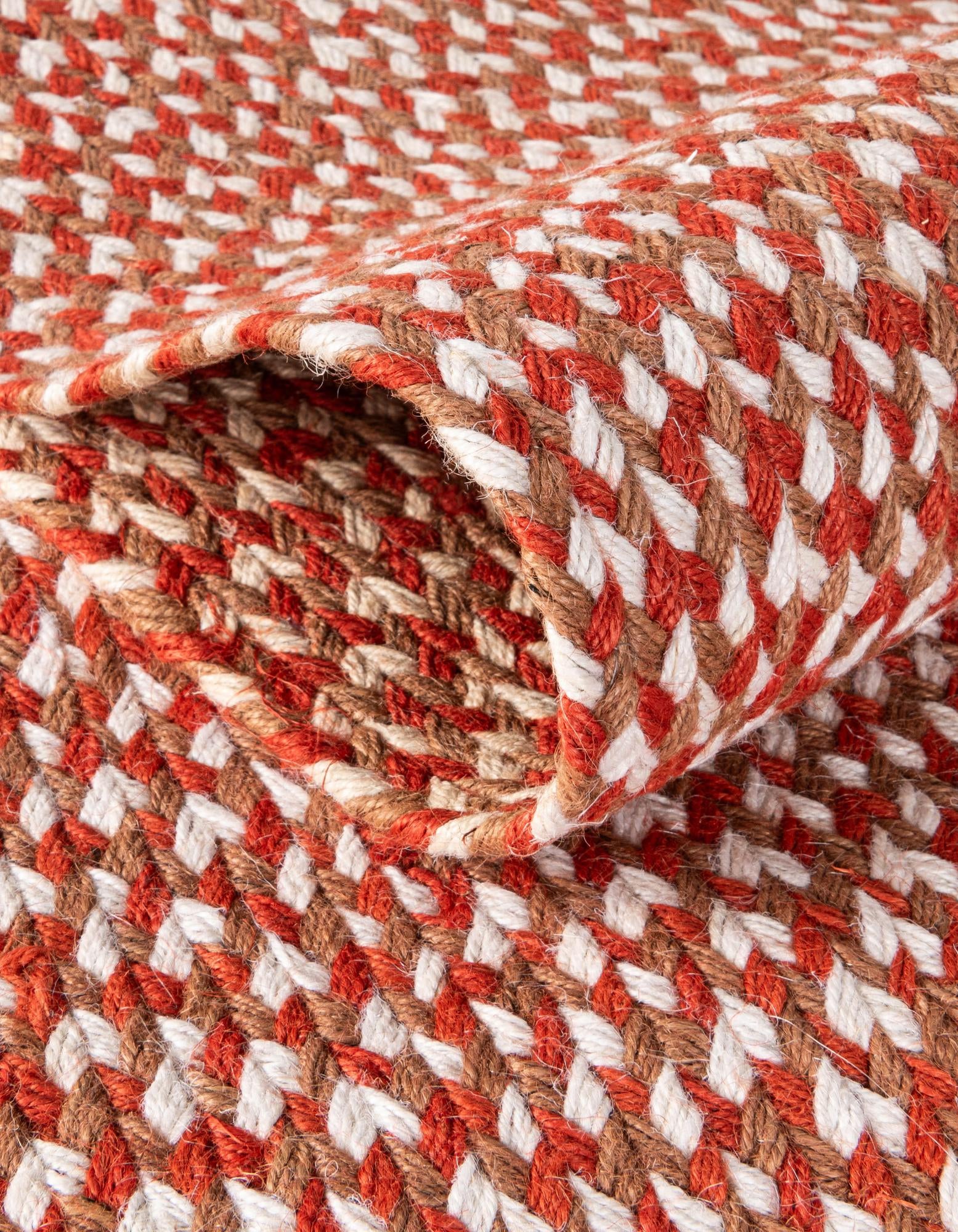 Rust Red 2' 7 x 10' Hand Tweed Braided Jute Runner Rug | Rugs.com