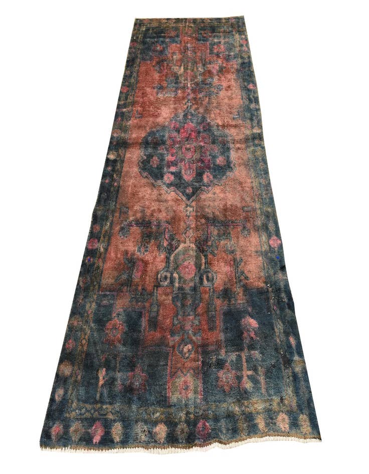 Detail image of  4' x 8' 7  Hand Knotted Ultra Vintage Persian Wool Runner Rug