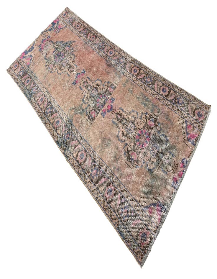 Detail image of  3' 6 x 8'  Hand Knotted Ultra Vintage Persian Wool Runner Rug