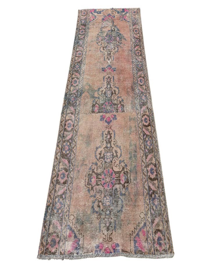 Detail image of  3' 6 x 8'  Hand Knotted Ultra Vintage Persian Wool Runner Rug