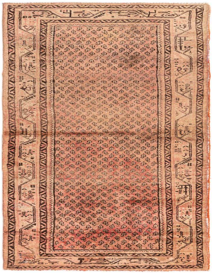 A 10 Ft Ultra Vintage runner rug in shades of orange and red, featuring a traditional Persian pattern with a flat pile, ideal for a hallway.