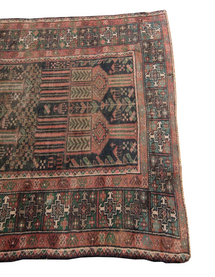 Detail image of  3' 9 x 9' 1  Hand Knotted Ultra Vintage Persian Wool Runner Rug
