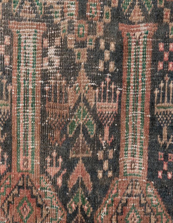 Detail image of  3' 9 x 9' 1  Hand Knotted Ultra Vintage Persian Wool Runner Rug