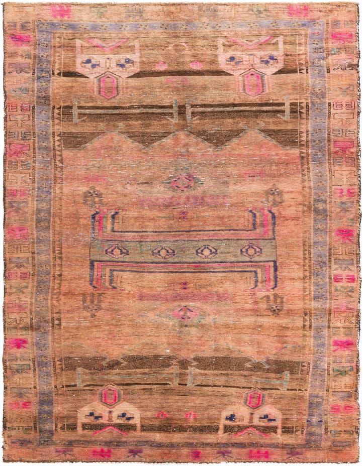  4' 7 x 10'  Hand Knotted Ultra Vintage Persian W...
