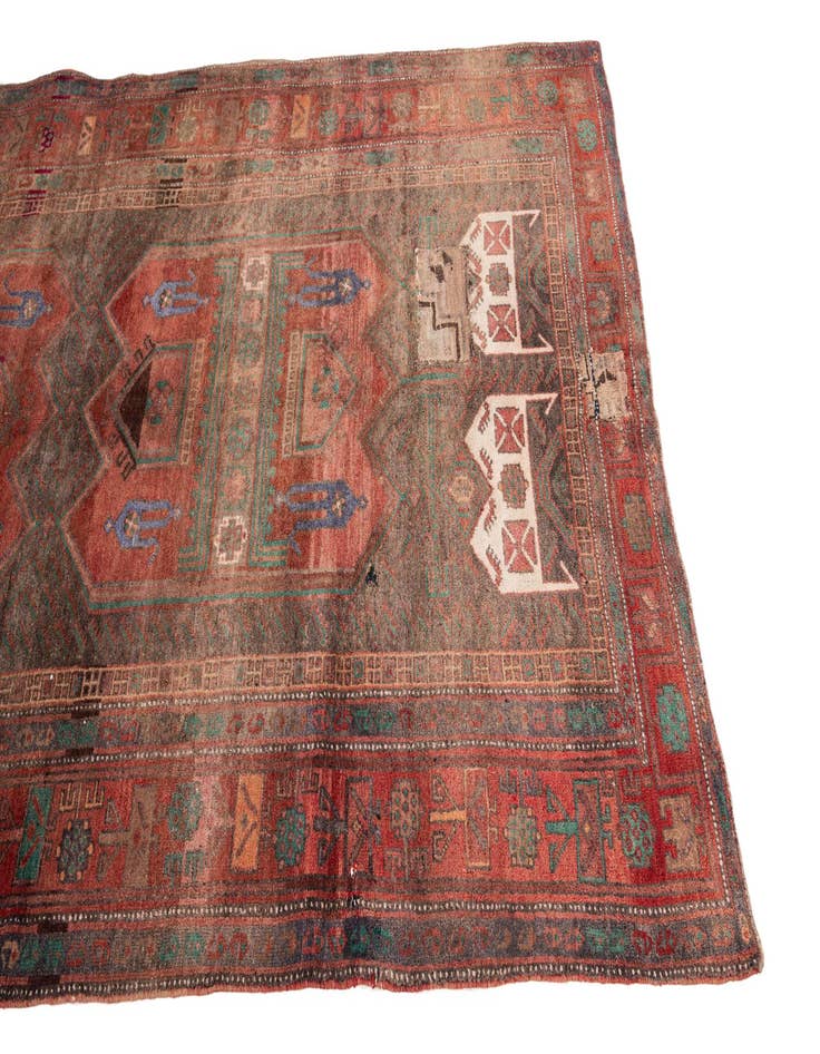 Detail image of  5' x 9' 8  Hand Knotted Ultra Vintage Persian Wool Runner Rug