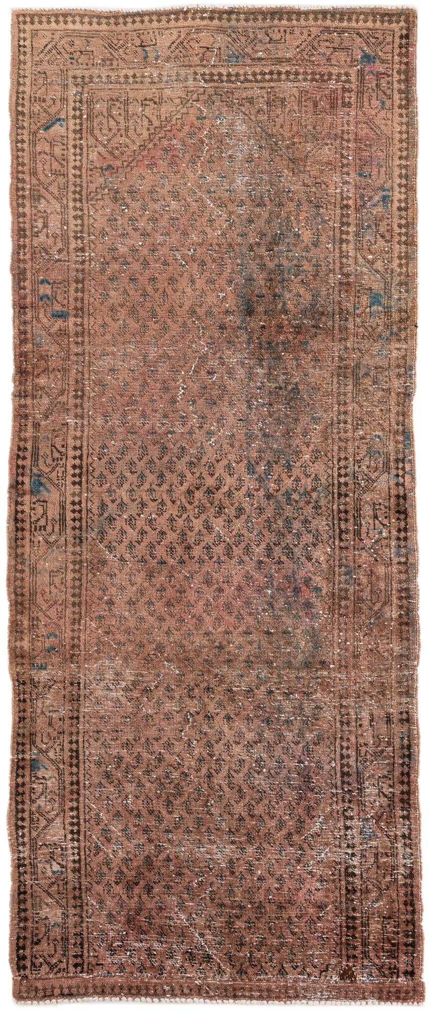 Rust Red 3' 7 x 8' 7 Hand Knotted Ultra Vintage Persian Wool Runner Rug ...