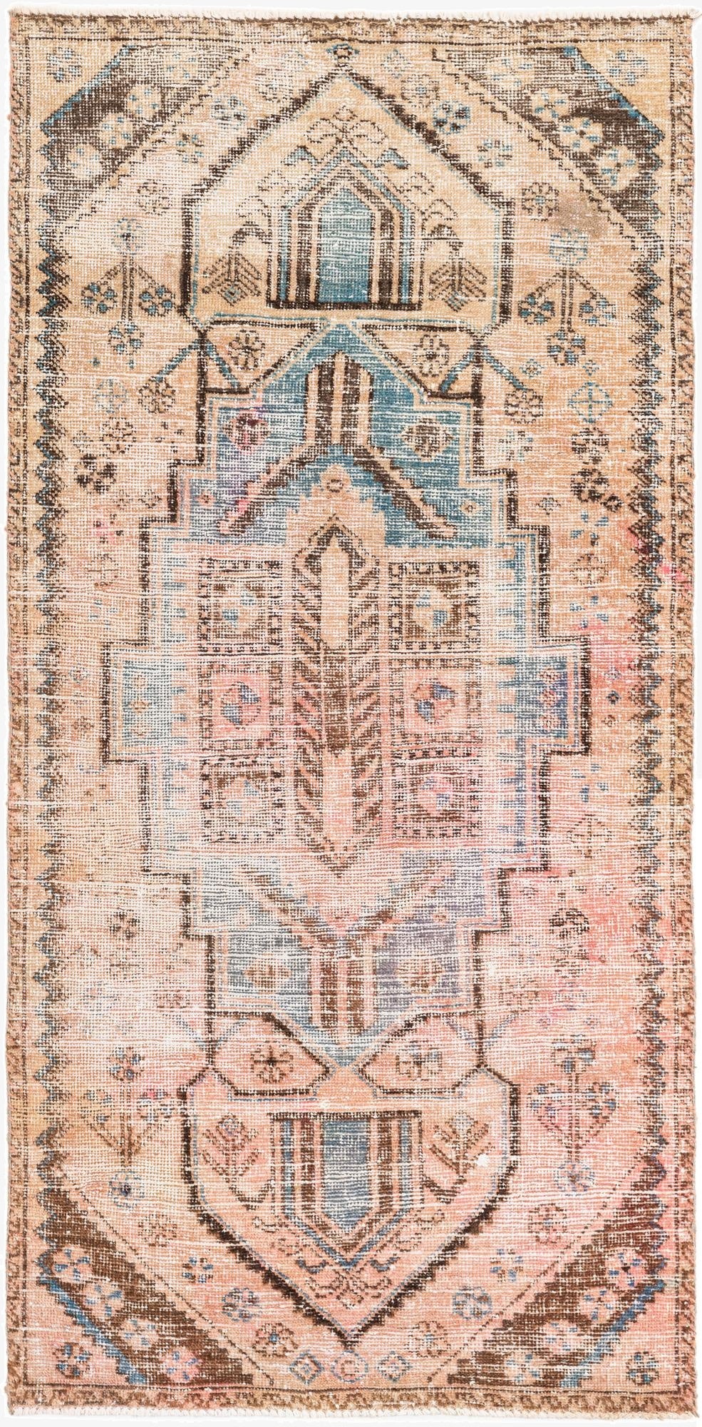  3' 2 x 6' 7  Hand Knotted Ultra Vintage Persian Wool Runner Rug