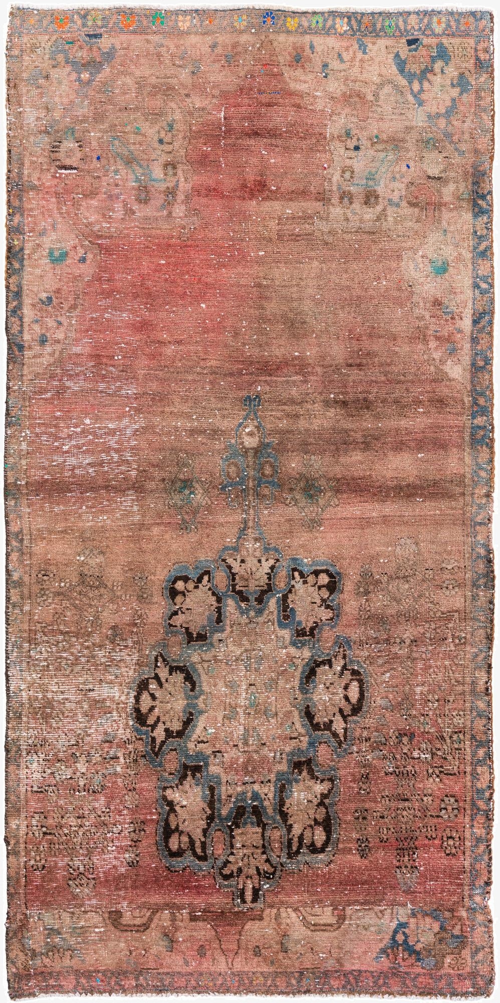  3' 10 x 7' 9  Hand Knotted Ultra Vintage Persian Wool Runner Rug