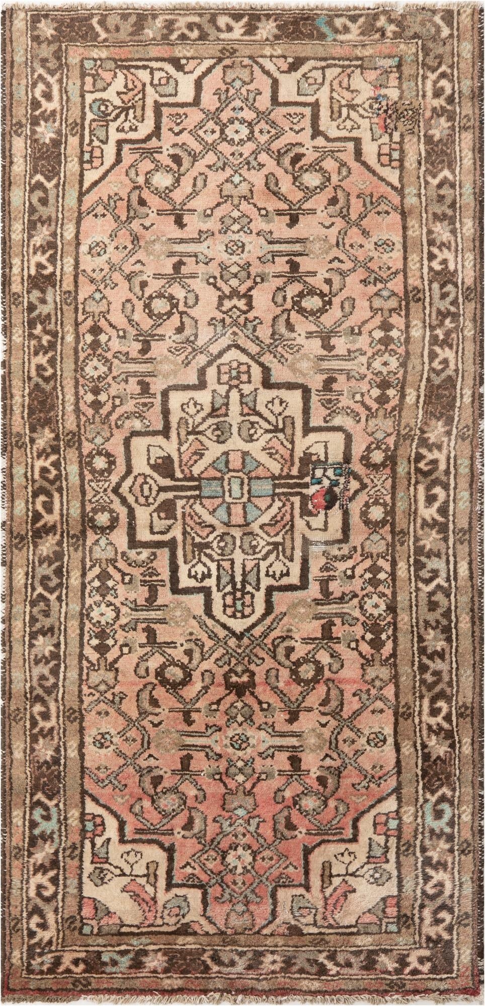  3' 4 x 7'  Hand Knotted Ultra Vintage Persian Wool Runner Rug
