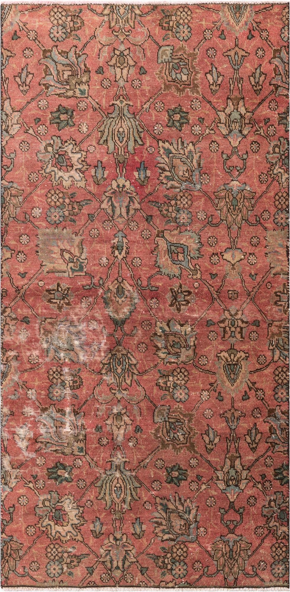  3' 6 x 7' 2  Hand Knotted Ultra Vintage Persian Wool Runner Rug