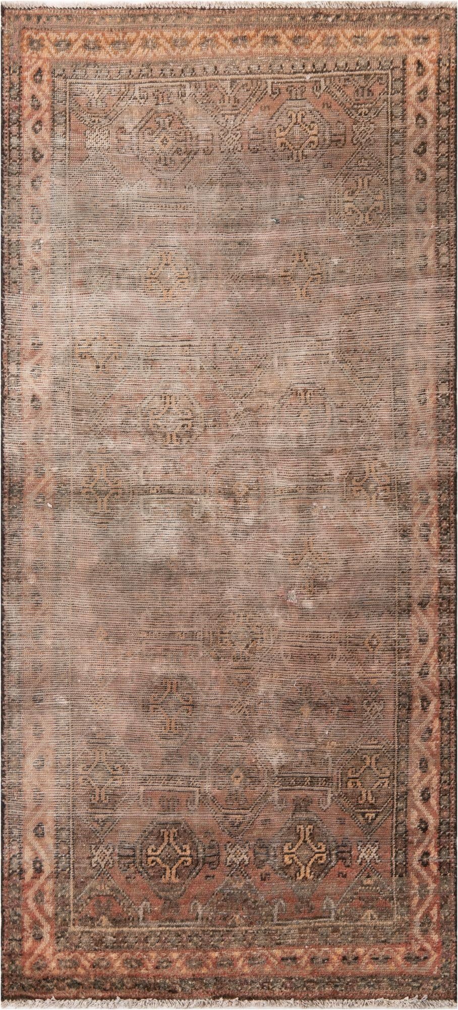  3' 5 x 7' 7  Hand Knotted Ultra Vintage Persian Wool Runner Rug