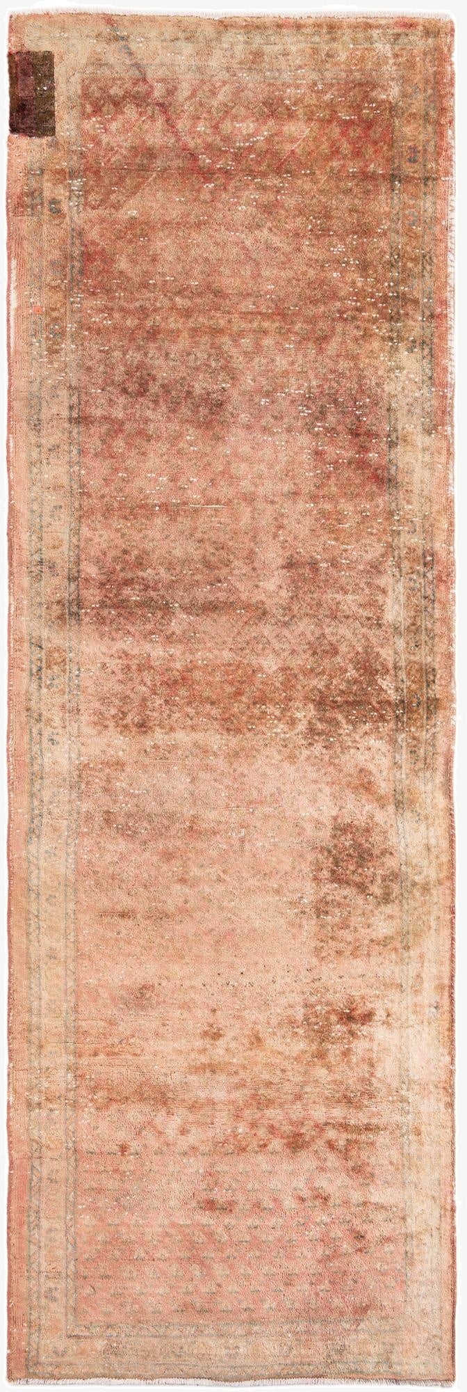  3' 6 x 10' 5  Hand Knotted Ultra Vintage Persian Wool Runner Rug