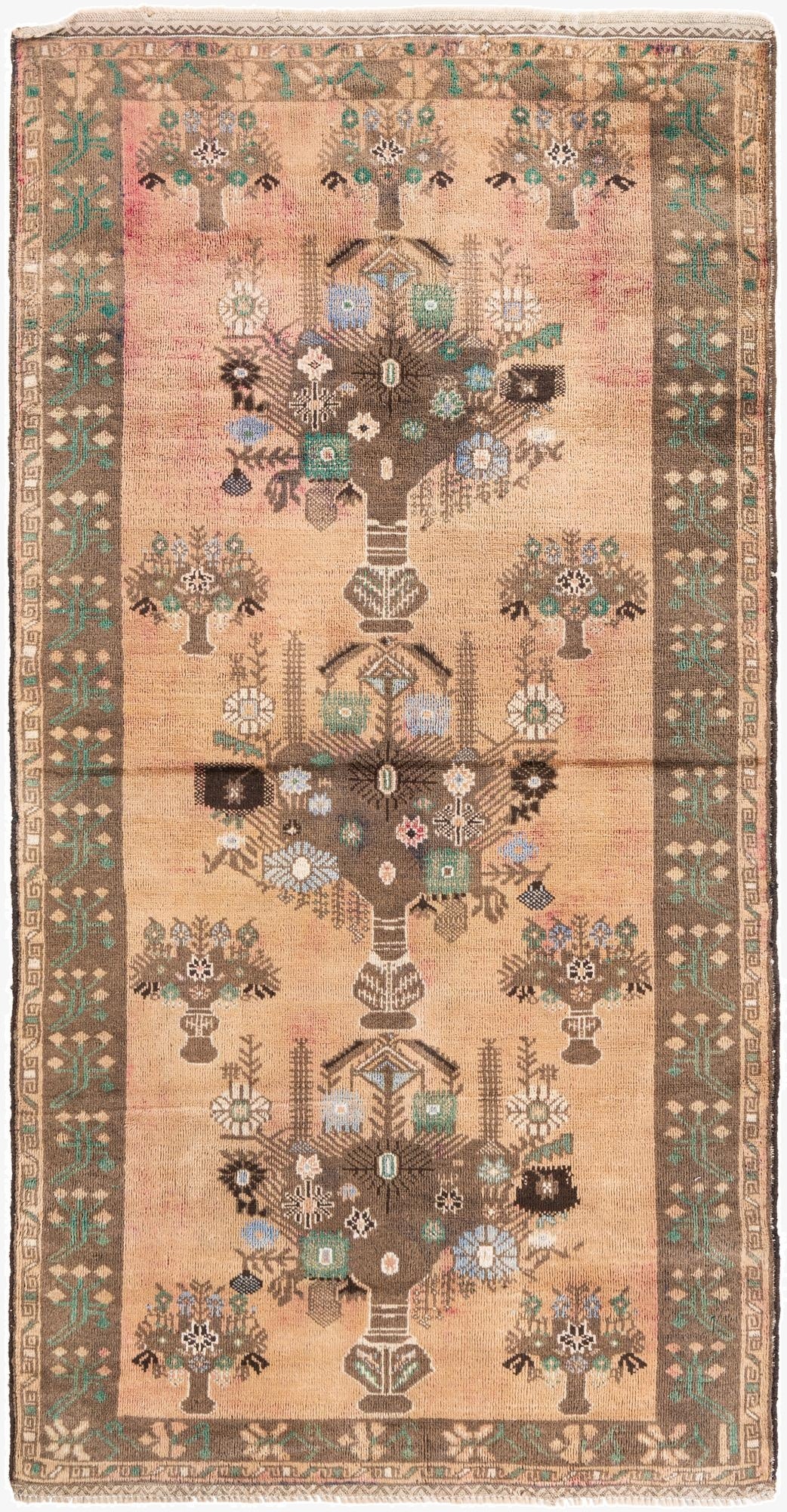  3' 6 x 7' 2  Hand Knotted Ultra Vintage Persian Wool Runner Rug