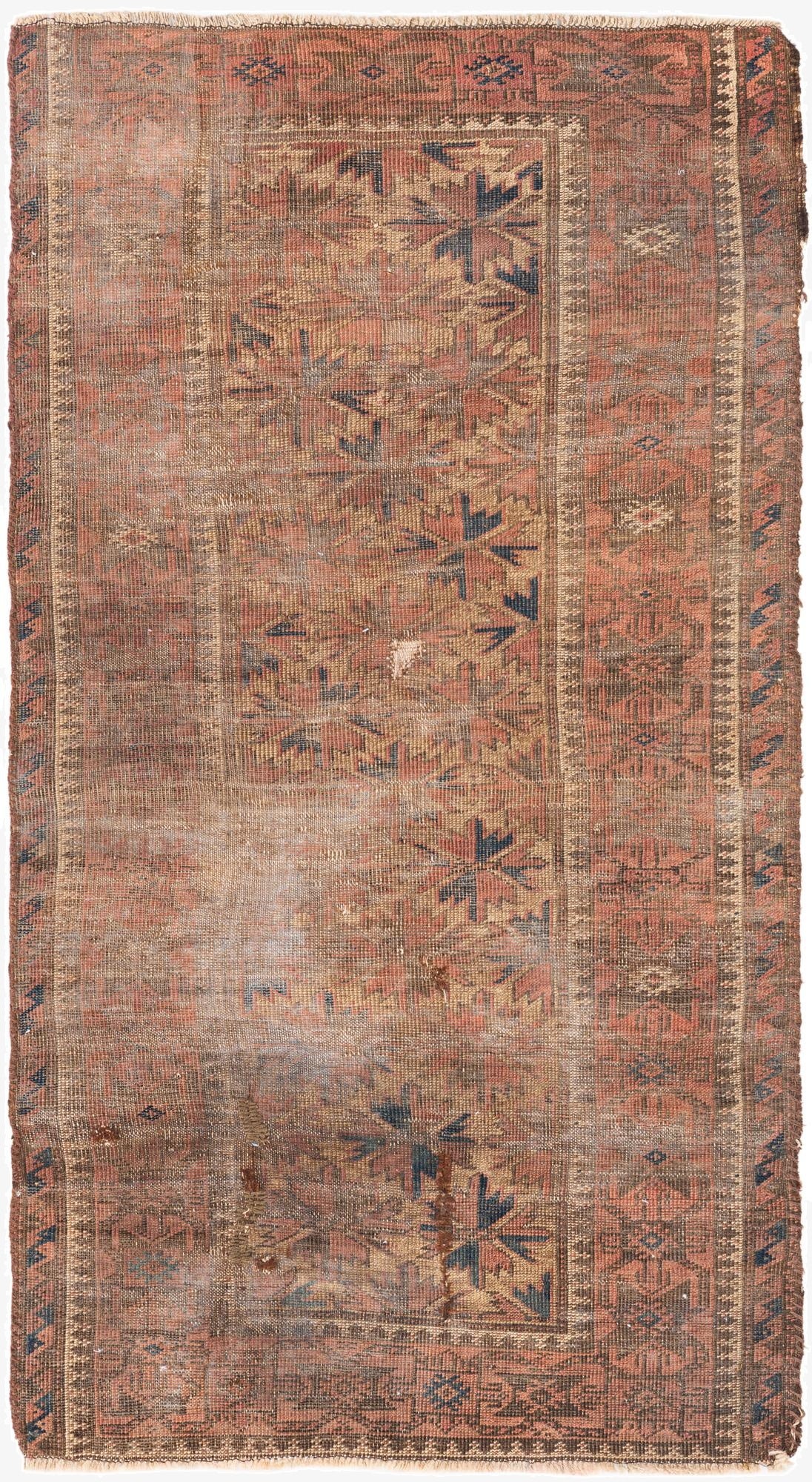  2' 8 x 5'  Hand Knotted Ultra Vintage Persian Wool Runner Rug