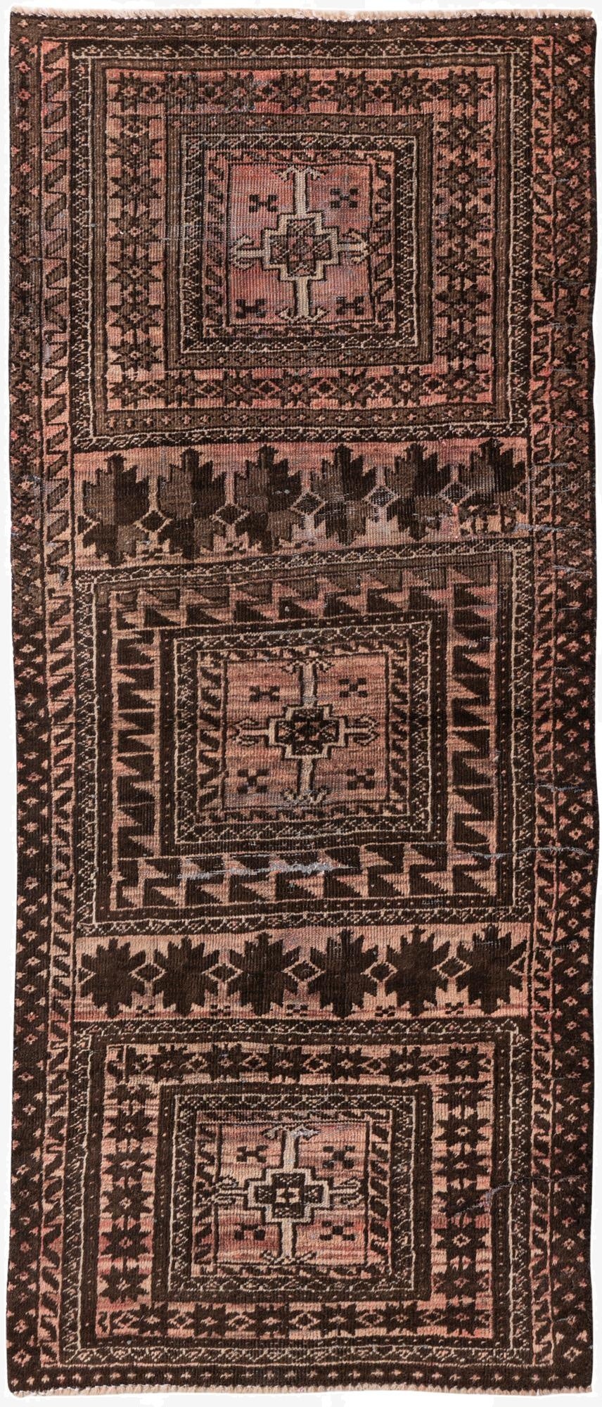  2' 6 x 6'  Hand Knotted Ultra Vintage Persian Wool Runner Rug