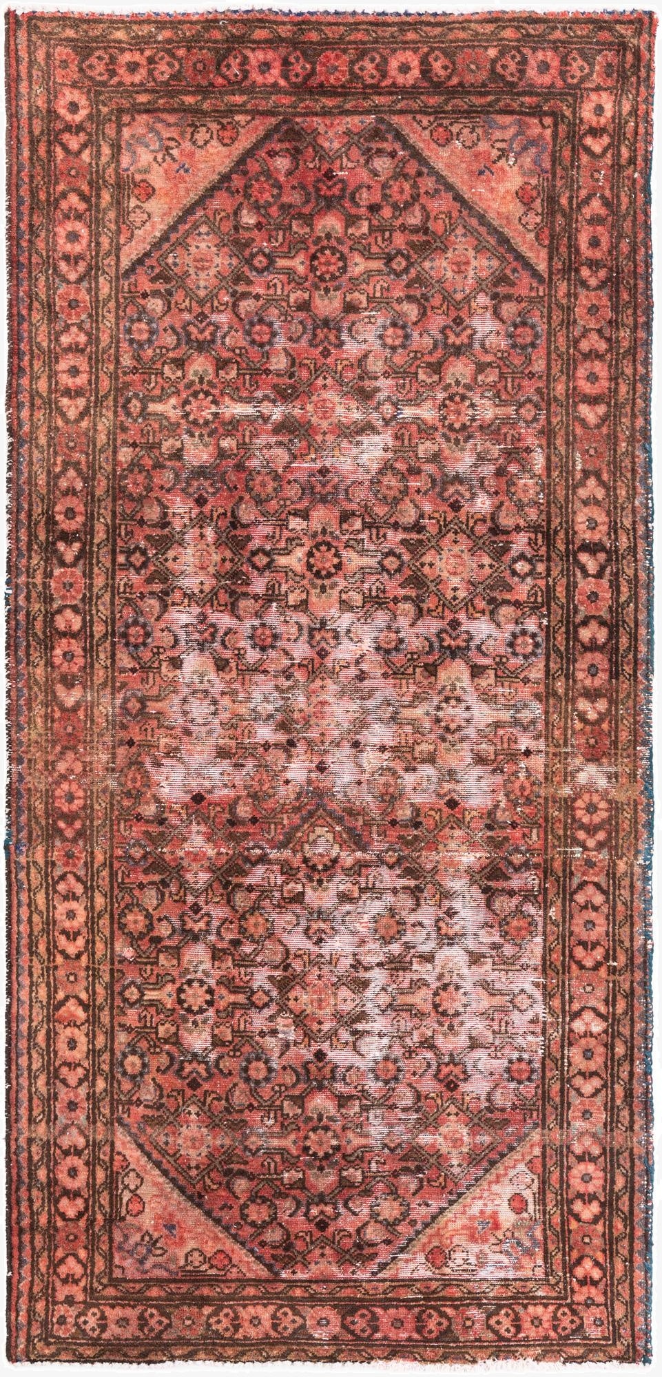  3' 6 x 7' 5  Hand Knotted Ultra Vintage Persian Wool Runner Rug