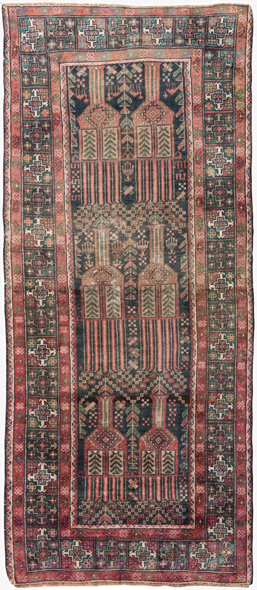  3' 9 x 9' 1  Hand Knotted Ultra Vintage Persian Wool Runner Rug