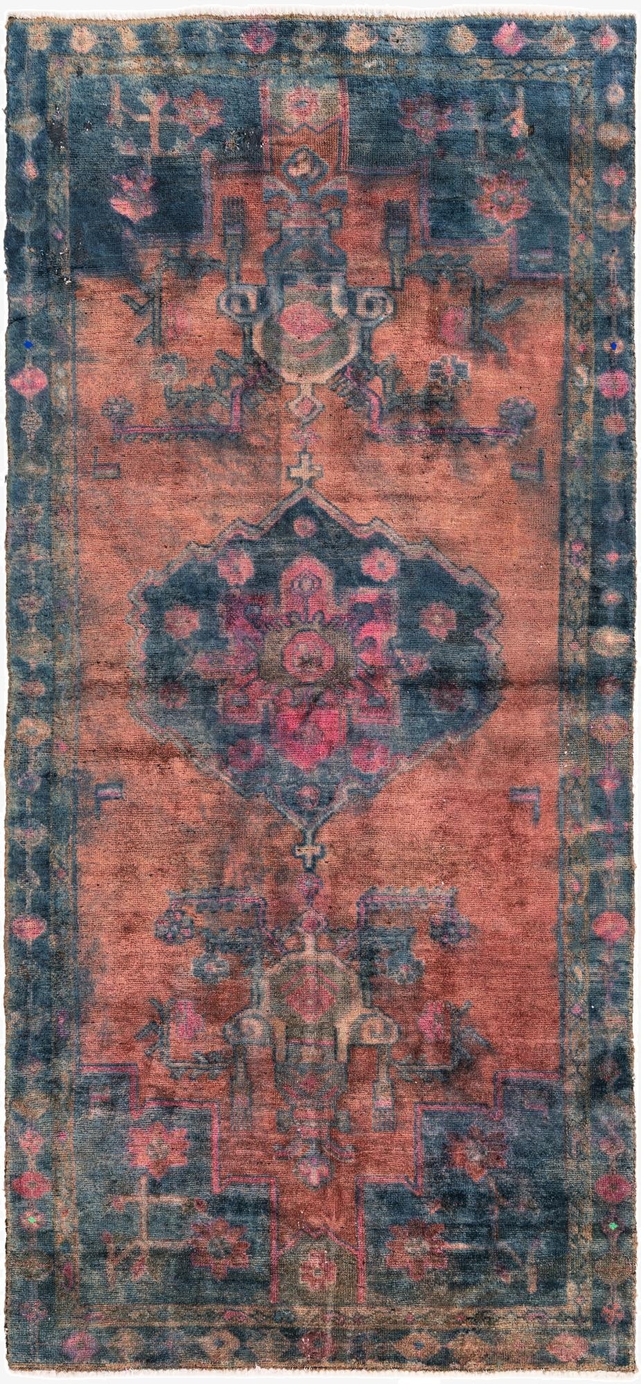  4' x 8' 7  Hand Knotted Ultra Vintage Persian Wool Runner Rug