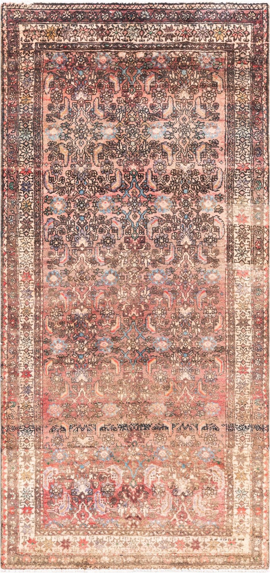  3' 7 x 7' 8  Hand Knotted Ultra Vintage Persian Wool Runner Rug