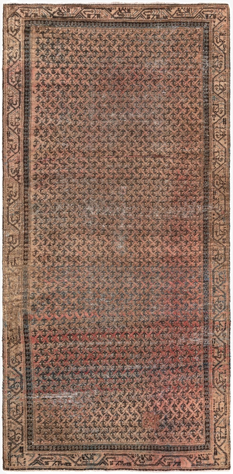  4' 8 x 10' 2  Hand Knotted Ultra Vintage Persian Wool Runner Rug