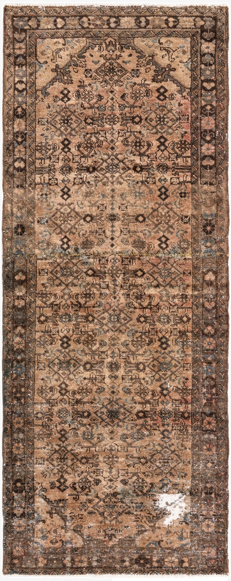  3' 5 x 8' 8  Hand Knotted Ultra Vintage Persian Wool Runner Rug