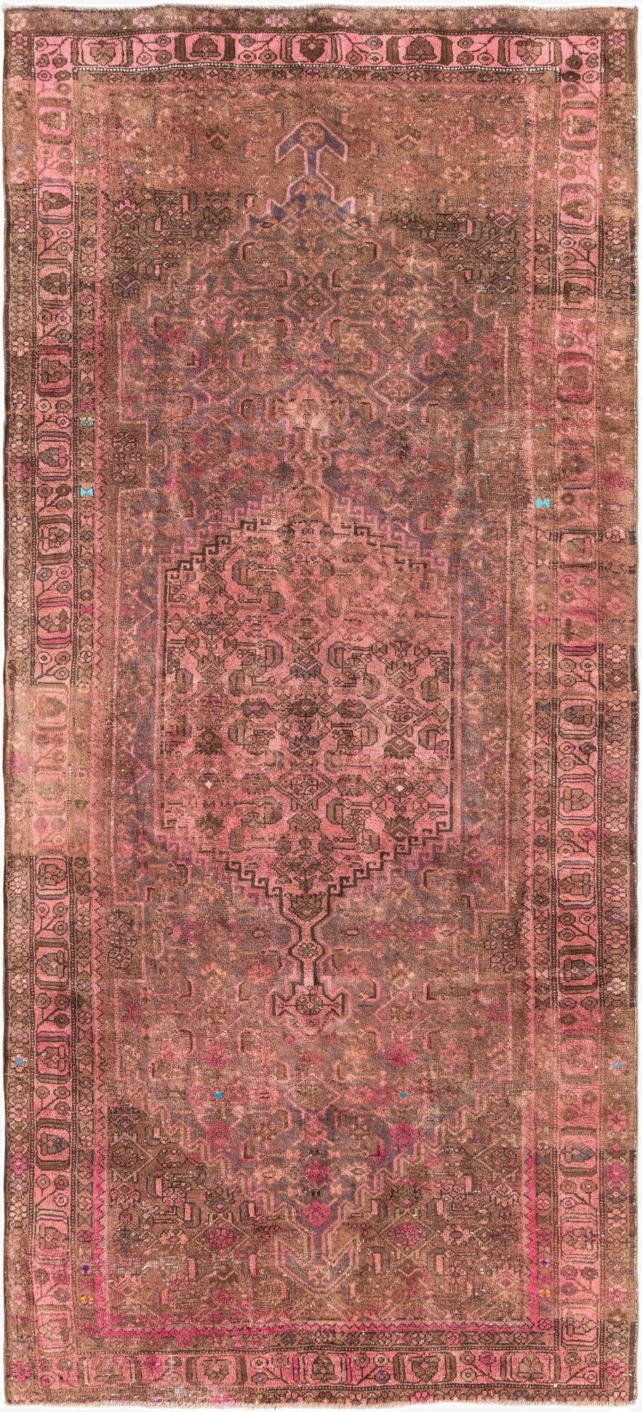  4' 3 x 9' 6  Hand Knotted Ultra Vintage Persian Wool Runner Rug