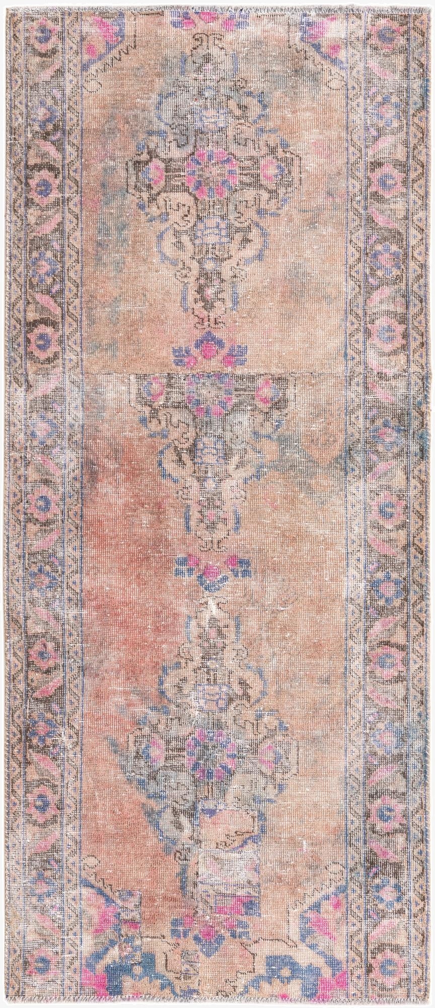  3' 6 x 8'  Hand Knotted Ultra Vintage Persian Wool Runner Rug