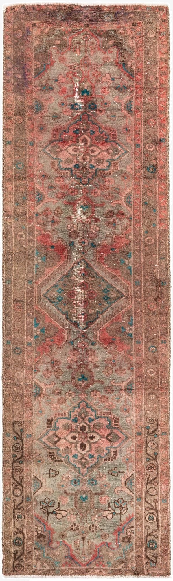  2' 8 x 9' 5  Hand Knotted Ultra Vintage Persian Wool Runner Rug