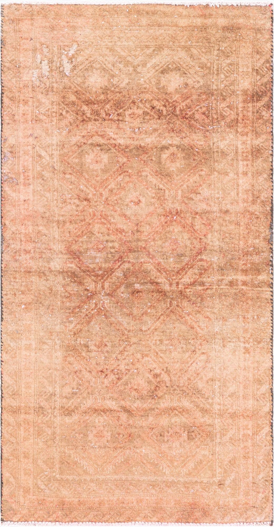  2' 4 x 4' 7  Hand Knotted Ultra Vintage Persian Wool Runner Rug