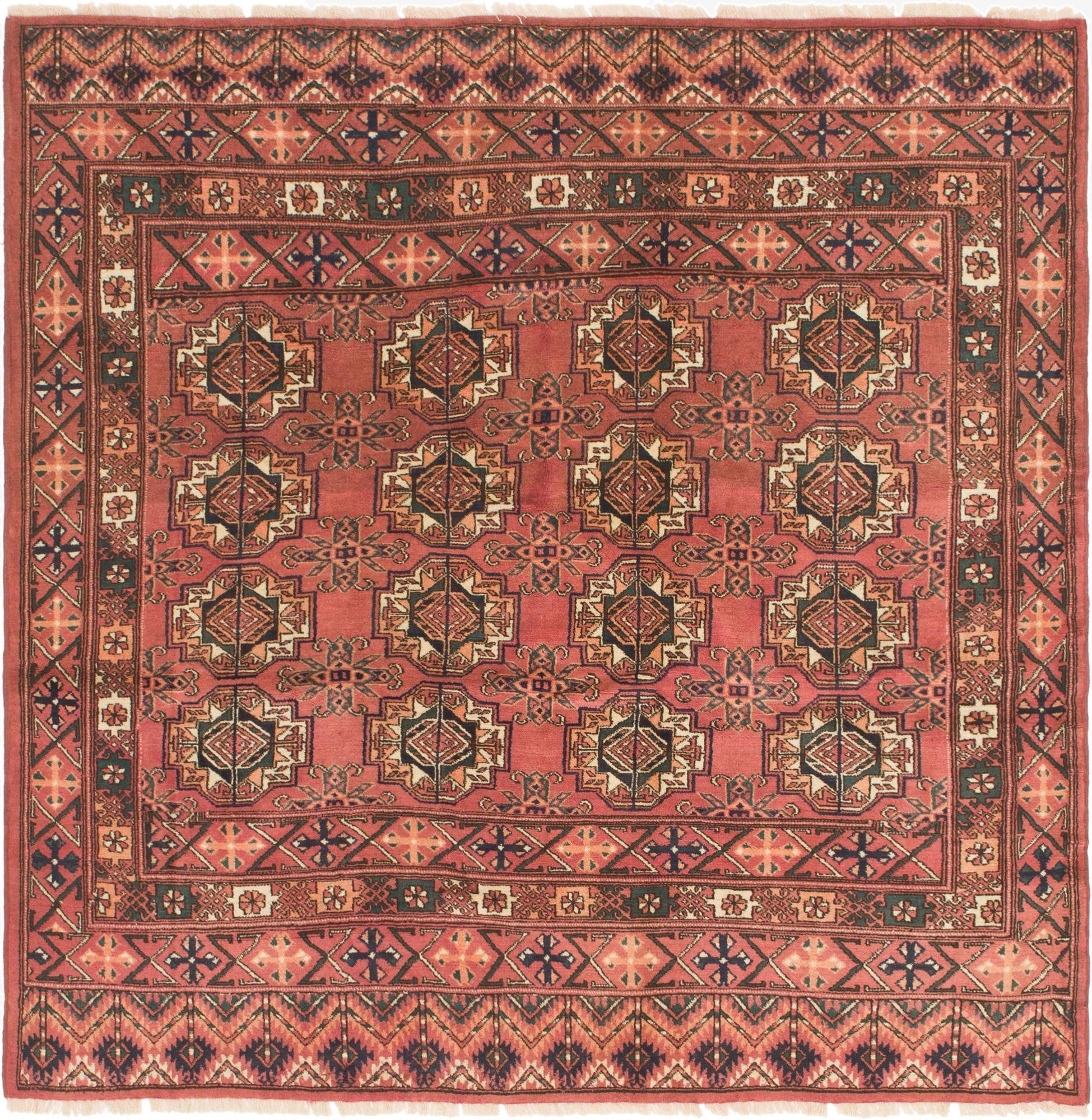  6' 3 x 6' 4  Hand Knotted Bokhara Wool Square Rug